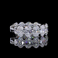 14K White Gold Oval Cut Lab Diamond Huggie Earrings - 6.18 Carat Total Weight, D Color VS1 Clarity, 20 Stones - Covaloro Fine Jewelry
