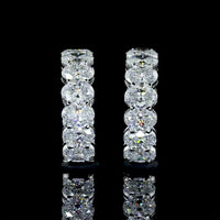 14K White Gold Oval Cut Lab Diamond Huggie Earrings - 6.20 Carat Total Weight, 22 Stones, E-F VS2 Quality - Covaloro Fine Jewelry