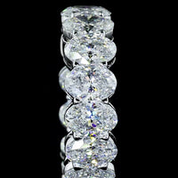 14K White Gold Oval Cut Lab Diamond Huggie Earrings - 6.20 Carat Total Weight, 22 Stones, E-F VS2 Quality - Covaloro Fine Jewelry