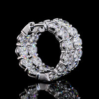 14K White Gold Oval Cut Lab Diamond Huggie Earrings - 6.24 Total Carat Weight, E-F Color VS1 Clarity, Prong Set - Covaloro Fine Jewelry
