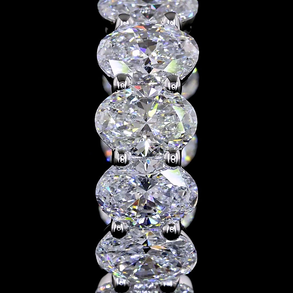 14K White Gold Oval Cut Lab Diamond Huggie Earrings - 6.24 Total Carat Weight, E-F Color VS1 Clarity, Prong Set - Covaloro Fine Jewelry