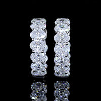14K White Gold Oval-Cut Lab Diamond Huggie Earrings - Prong Set with 20 Stones, E-F VS Quality - 1.97 Total Carat Weight - Covaloro Fine Jewelry