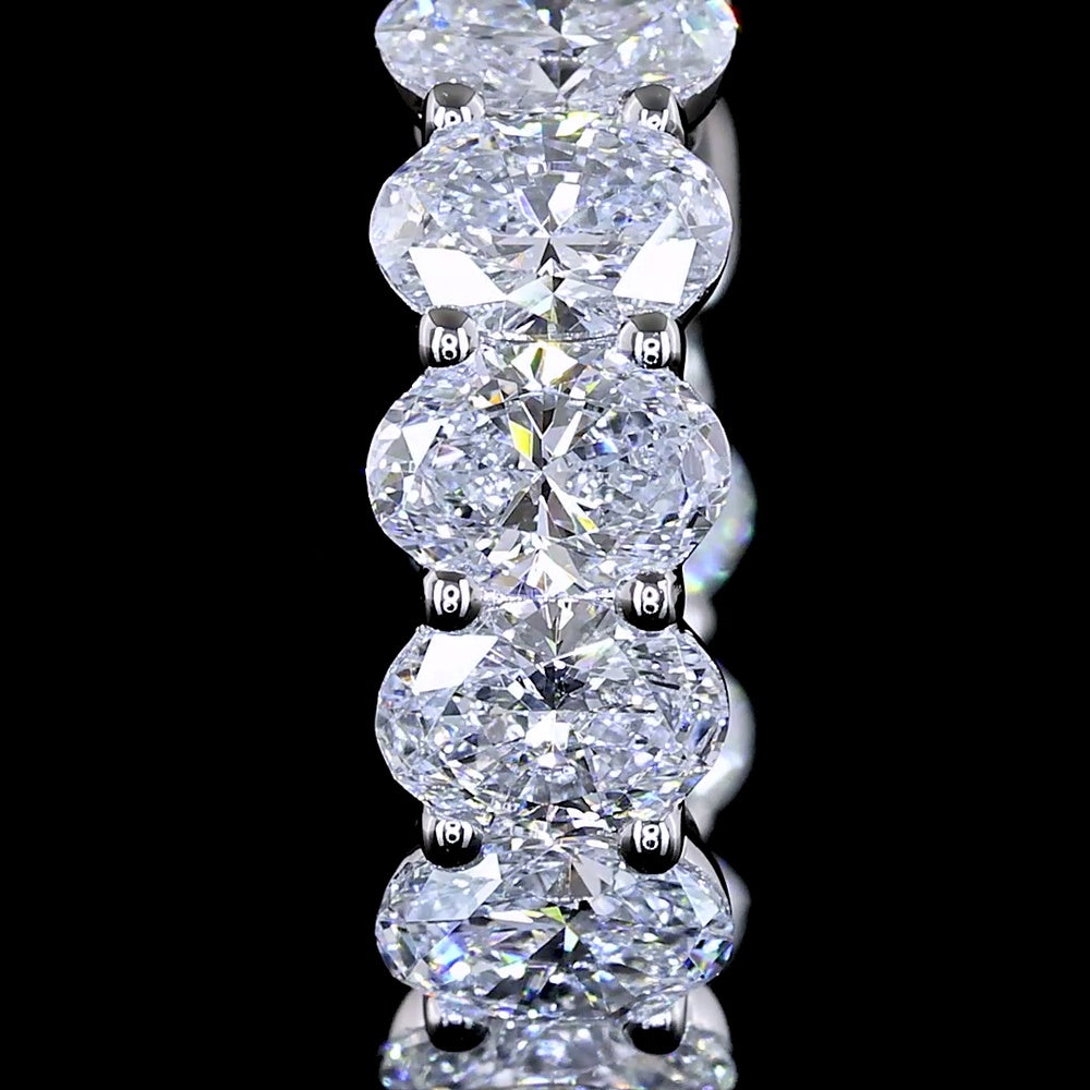 14K White Gold Oval-Cut Lab Diamond Huggie Earrings - Prong Set with 20 Stones, E-F VS Quality - 1.97 Total Carat Weight - Covaloro Fine Jewelry