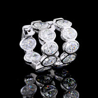14K White Gold Oval Cut Lab Diamond Huggie Earrings with Bezel Setting - 3.03 Carats Total Diamond Weight (E-F Color, VS Clarity) - Covaloro Fine Jewelry