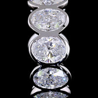 14K White Gold Oval Cut Lab Diamond Huggie Earrings with Bezel Setting - 3.03 Carats Total Diamond Weight (E-F Color, VS Clarity) - Covaloro Fine Jewelry