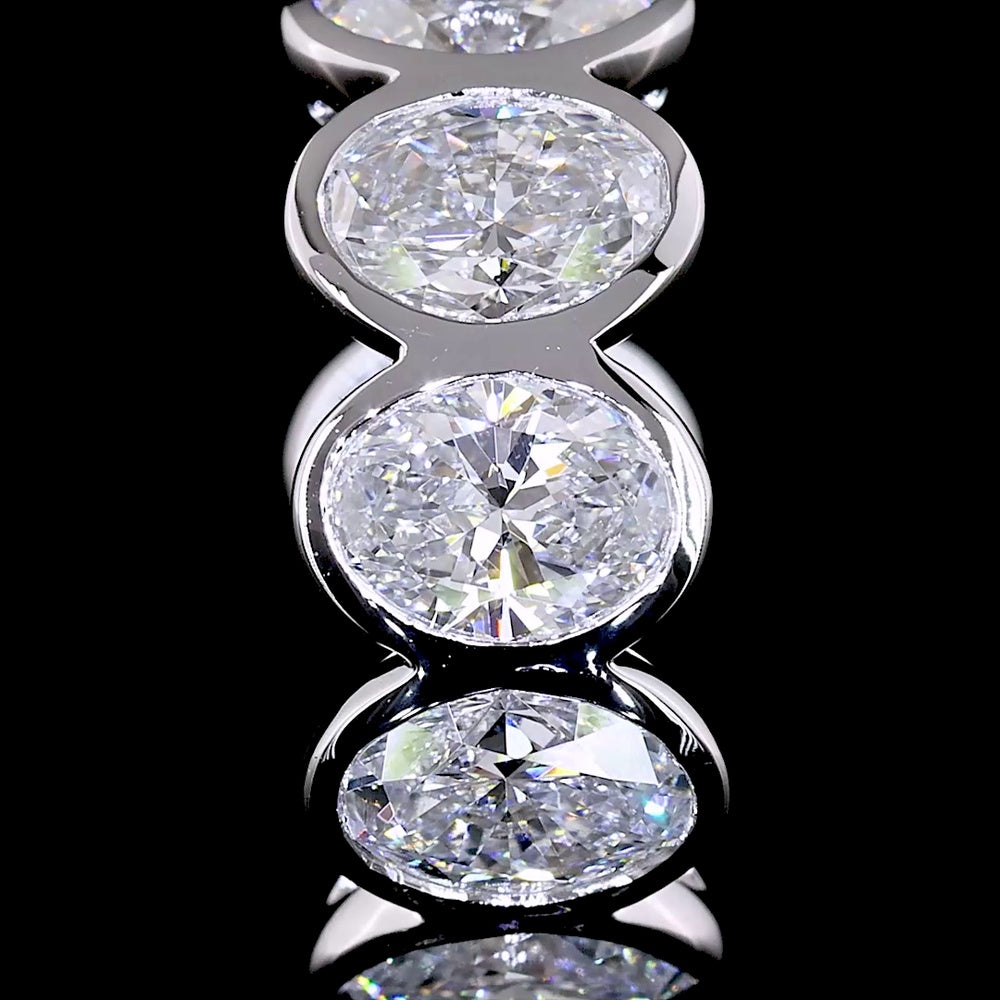 14K White Gold Oval Cut Lab Diamond Huggie Earrings with Bezel Setting - 3.03 Carats Total Diamond Weight (E-F Color, VS Clarity) - Covaloro Fine Jewelry