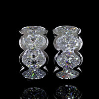14K White Gold Oval Cut Lab Diamond Huggie Earrings with Half Bezel Setting - 5.20 Carats Total Diamond Weight - Covaloro Fine Jewelry