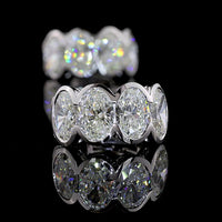 14K White Gold Oval Cut Lab Diamond Huggie Earrings with Half Bezel Setting - 5.28 Carats Total Diamond Weight - Covaloro Fine Jewelry