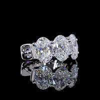 14K White Gold Oval Cut Lab Diamond Huggie Earrings with Prong Setting - 5.18 Carat Total Weight (E-F Color, VS Clarity) - Covaloro Fine Jewelry