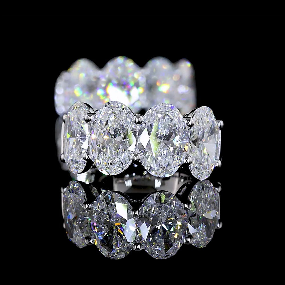 14K White Gold Oval Cut Lab Diamond Huggie Earrings with Prong Setting - 5.18 Carat Total Weight (E-F Color, VS Clarity) - Covaloro Fine Jewelry