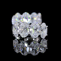 14K White Gold Oval Cut Lab Diamond Huggie Earrings with Prong Settings - 5.29 Carats Total Carat Weight - Covaloro Fine Jewelry