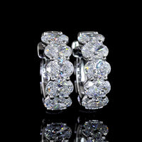 14K White Gold Oval Cut Lab Diamond Huggie Earrings with Secure Hinged Backs - 2.05 Carats Total Diamond Weight, E-F VS Clarity - Covaloro Fine Jewelry