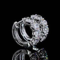 14K White Gold Oval Cut Lab Diamond Huggy Earrings - 3.12 Carats Total Diamond Weight (E-F Color, VS1 Clarity) - Covaloro Fine Jewelry