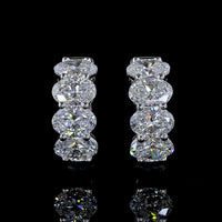 14K White Gold Oval Cut Lab Diamond Huggy Earrings - 3.12 Carats Total Diamond Weight (E-F Color, VS1 Clarity) - Covaloro Fine Jewelry