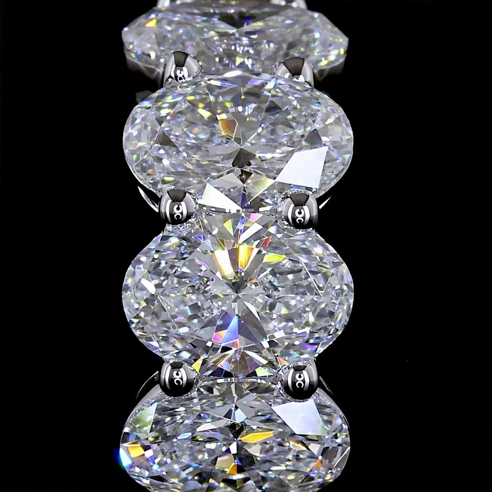 14K White Gold Oval Cut Lab Diamond Huggy Earrings - 3.12 Carats Total Diamond Weight (E-F Color, VS1 Clarity) - Covaloro Fine Jewelry