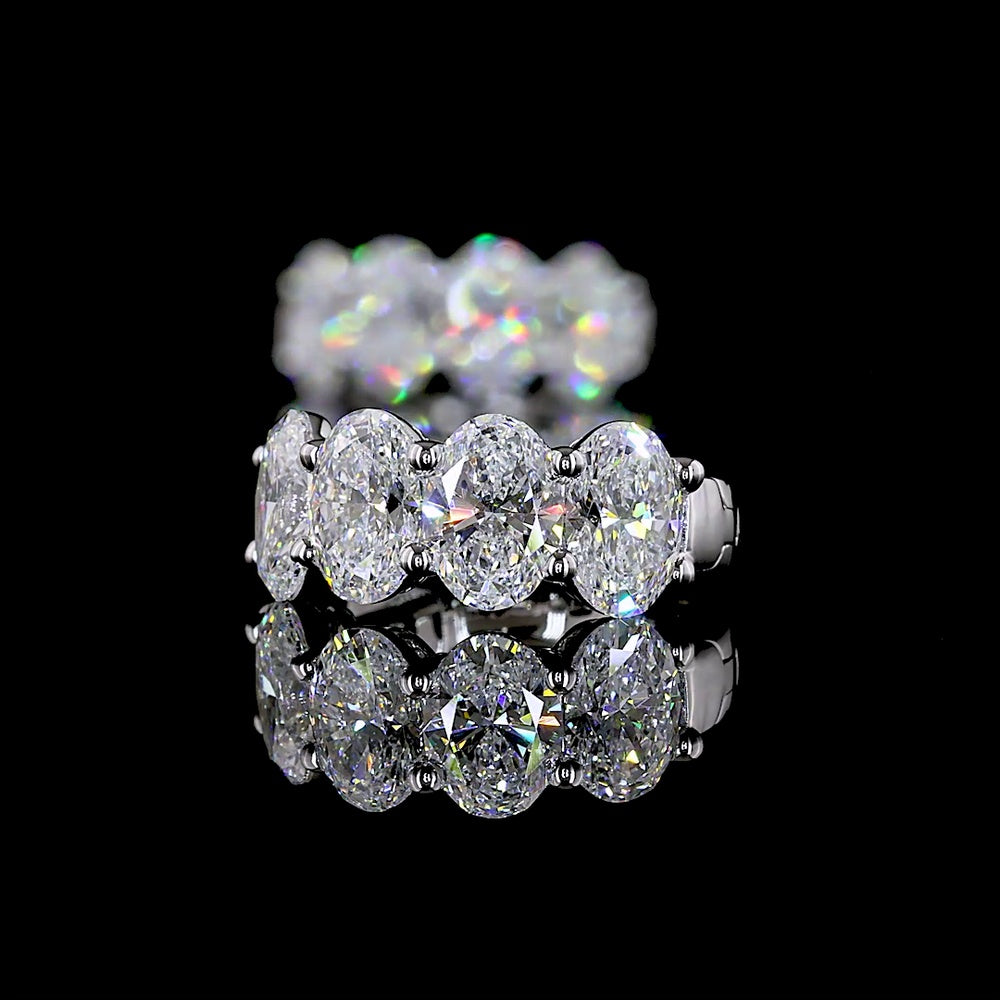 14K White Gold Oval Cut Lab Diamond Huggy Earrings - 3.12 Carats Total Diamond Weight (E-F Color, VS1 Clarity) - Covaloro Fine Jewelry