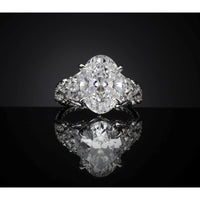 14K White Gold Oval Cut Lab Diamond Ring - 5.00 Carat Center Stone with 6.45 Carat Total Weight, E-F VS1 - Covaloro Fine Jewelry