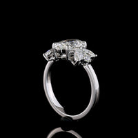 14K White Gold Oval Cut Lab Diamond Ring with Marquise and Brilliant Side Stones - 2.61 Carat Total Diamond Weight - Covaloro Fine Jewelry