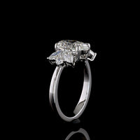14K White Gold Oval Cut Lab Diamond Ring with Marquise and Brilliant Side Stones - 2.61 Carat Total Diamond Weight - Covaloro Fine Jewelry