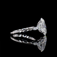 14K White Gold Oval Cut Lab Diamond Ring with Marquise and Round Accents - 3.55 Carat Total Diamond Weight (3.31 Carat Center) - Covaloro Fine Jewelry