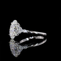 14K White Gold Oval Cut Lab Diamond Ring with Marquise and Round Accents - 3.55 Carat Total Diamond Weight (3.31 Carat Center) - Covaloro Fine Jewelry