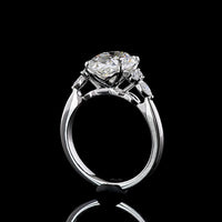 14K White Gold Oval Cut Lab Diamond Ring with Marquise and Round Accents - 4.27 Carat Total Diamond Weight, E VVS2 Clarity - Covaloro Fine Jewelry
