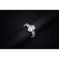 14K White Gold Oval Cut Lab Diamond Ring with Side Stones - 6.31 Carat Total Diamond Weight, F VS1 Center - Covaloro Fine Jewelry