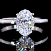 14K White Gold Oval Cut Lab Diamond Solitaire Ring - 1.55 Carat D VVS1 IGI Certified - Covaloro Fine Jewelry