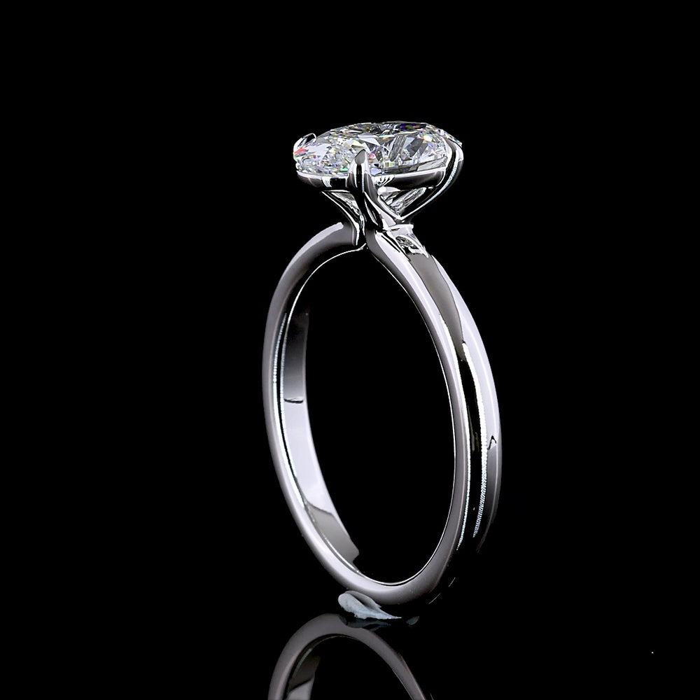 14K White Gold Oval Cut Lab Diamond Solitaire Ring - 1.55 Carat D VVS1 IGI Certified - Covaloro Fine Jewelry