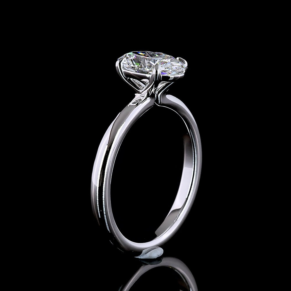 14K White Gold Oval Cut Lab Diamond Solitaire Ring - 1.55 Carat D VVS1 IGI Certified - Covaloro Fine Jewelry
