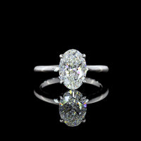 14K White Gold Oval Cut Lab Diamond Solitaire Ring - 2.06 Carat E-F VVS2 with IGI Certification - Covaloro Fine Jewelry