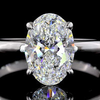 14K White Gold Oval Cut Lab Diamond Solitaire Ring - 2.06 Carat E-F VVS2 with IGI Certification - Covaloro Fine Jewelry