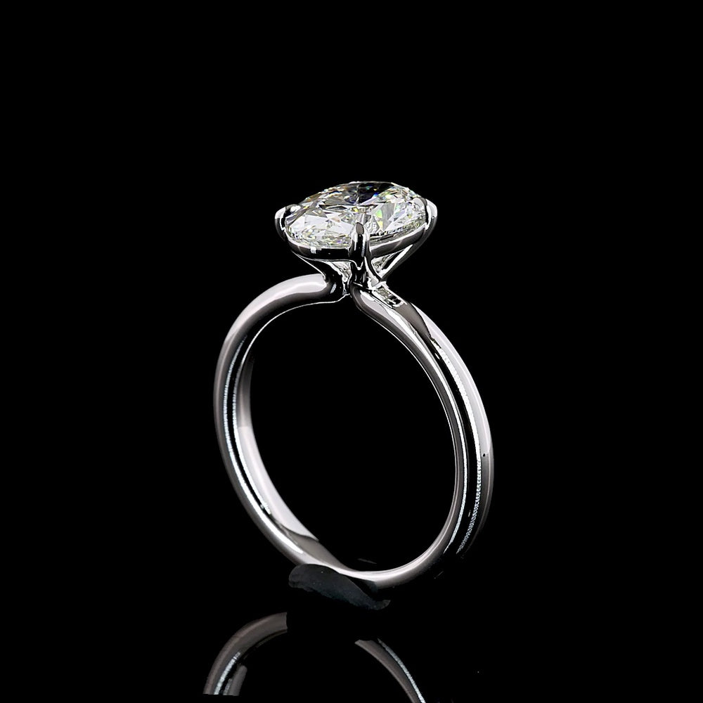 14K White Gold Oval Cut Lab Diamond Solitaire Ring - 2.06 Carat E-F VVS2 with IGI Certification - Covaloro Fine Jewelry