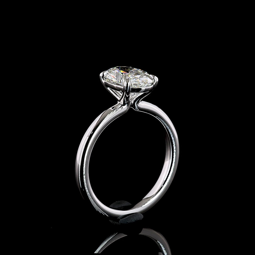 14K White Gold Oval Cut Lab Diamond Solitaire Ring - 2.06 Carat E-F VVS2 with IGI Certification - Covaloro Fine Jewelry