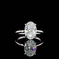 14K White Gold Oval Cut Lab Diamond Solitaire Ring - 3.67 Carat E-F VVS2 IGI Certified - Covaloro Fine Jewelry