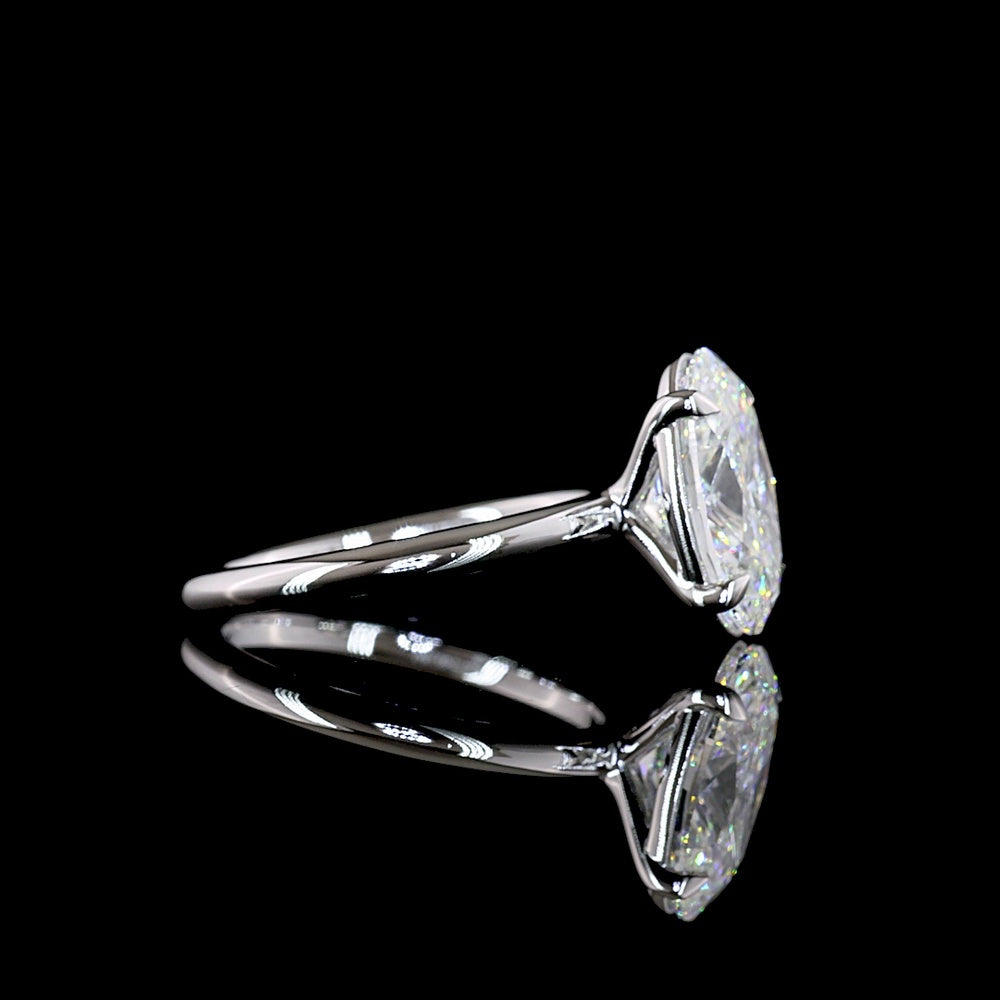 14K White Gold Oval Cut Lab Diamond Solitaire Ring - 3.67 Carat E-F VVS2 IGI Certified - Covaloro Fine Jewelry