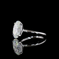 14K White Gold Oval Cut Lab Diamond Solitaire Ring - 3.67 Carat E-F VVS2 IGI Certified - Covaloro Fine Jewelry