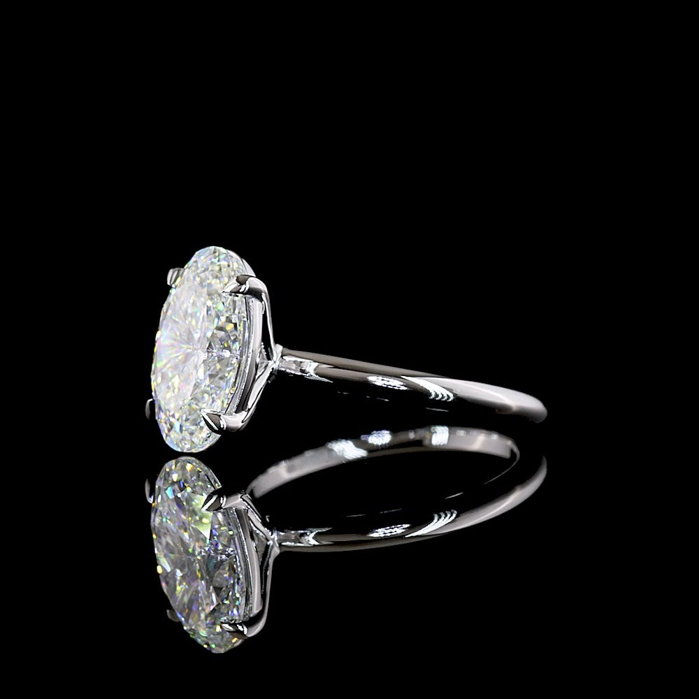 14K White Gold Oval Cut Lab Diamond Solitaire Ring - 3.67 Carat E-F VVS2 IGI Certified - Covaloro Fine Jewelry