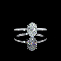 14K White Gold Oval Cut Lab Diamond Solitaire Ring - D VVS2 Clarity, IGI Certified, 1.03 Carat Total Weight, North-South Prong Setting - Covaloro Fine Jewelry