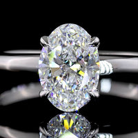 14K White Gold Oval Cut Lab Diamond Solitaire Ring - D VVS2 Clarity, IGI Certified, 1.03 Carat Total Weight, North-South Prong Setting - Covaloro Fine Jewelry