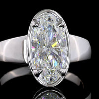 14K White Gold Oval Cut Lab Diamond Solitaire Ring with Bezel-Prong Setting - 2.12 Carat E VVS2 IGI Certified - Covaloro Fine Jewelry