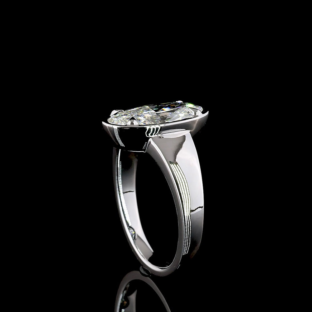 14K White Gold Oval Cut Lab Diamond Solitaire Ring with Bezel-Prong Setting - 2.12 Carat E VVS2 IGI Certified - Covaloro Fine Jewelry