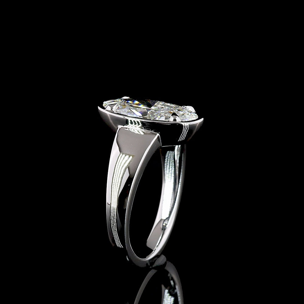 14K White Gold Oval Cut Lab Diamond Solitaire Ring with Bezel-Prong Setting - 2.12 Carat E VVS2 IGI Certified - Covaloro Fine Jewelry
