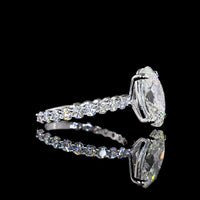 14K White Gold Oval Cut Lab Diamond Solitaire Ring with Diamond Shank - 3.58 Carat Center, 4.48 Carat Total Weight, E VVS2, IGI Certified - Covaloro Fine Jewelry