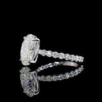 14K White Gold Oval Cut Lab Diamond Solitaire Ring with Diamond Shank - 3.58 Carat Center, 4.48 Carat Total Weight, E VVS2, IGI Certified - Covaloro Fine Jewelry
