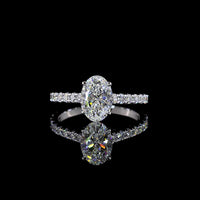 14K White Gold Oval Cut Lab Diamond Solitaire Shank Ring with 1.54 Carat E VVS1 Center and 0.62 Carat Brilliant Accent Diamonds - 2.16 Total Carat Weight, IGI Certified - Covaloro Fine Jewelry