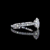 14K White Gold Oval Cut Lab Diamond Solitaire Shank Ring with 1.54 Carat E VVS1 Center and 0.62 Carat Brilliant Accent Diamonds - 2.16 Total Carat Weight, IGI Certified - Covaloro Fine Jewelry