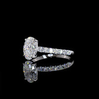 14K White Gold Oval Cut Lab Diamond Solitaire Shank Ring with D VVS2 Center Stone and Brilliant Cut Side Diamonds - 1.94 Carats Total Diamond Weight - Covaloro Fine Jewelry