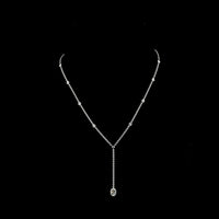 14K White Gold Oval Cut Lab Diamond Station Line Tennis Necklace with Bezel Set Accents - 1.52 Carats Total Diamond Weight - Covaloro Fine Jewelry