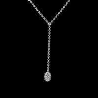 14K White Gold Oval Cut Lab Diamond Station Line Tennis Necklace with Bezel Set Accents - 1.52 Carats Total Diamond Weight - Covaloro Fine Jewelry